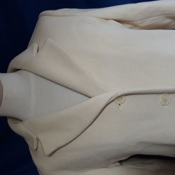 Jones Studio Cream Ivory Wool Pea Coat - Picture 4 of 14